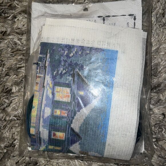 Bucilla Christmas House Needlepoint Kit 60748 Victorian Snow Night 1997 Vintage - Picture 4 of 5